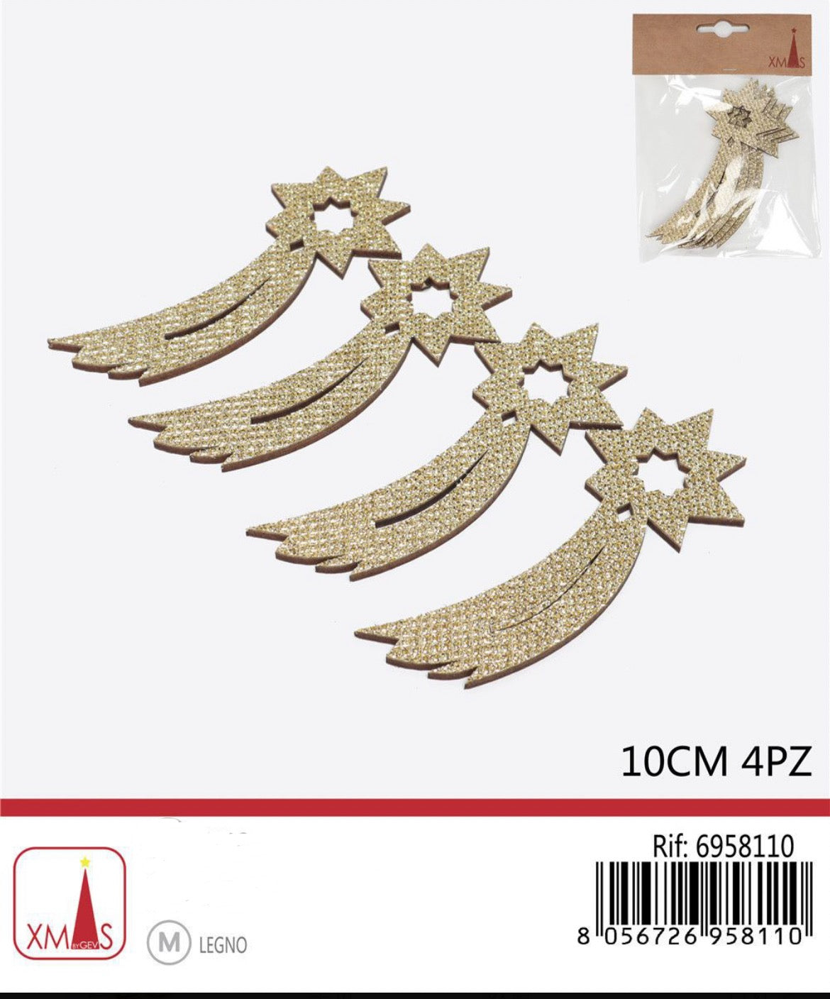 NATALIZIA stella cometa 10cm 4pz