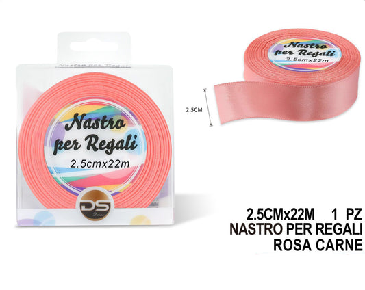 Nastro raso 2.5 cm ROSA CARNE