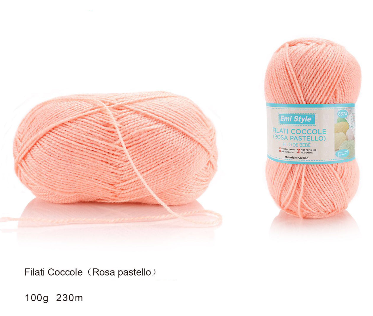 Filati coccole ROSA PASTELLO 100g/230m