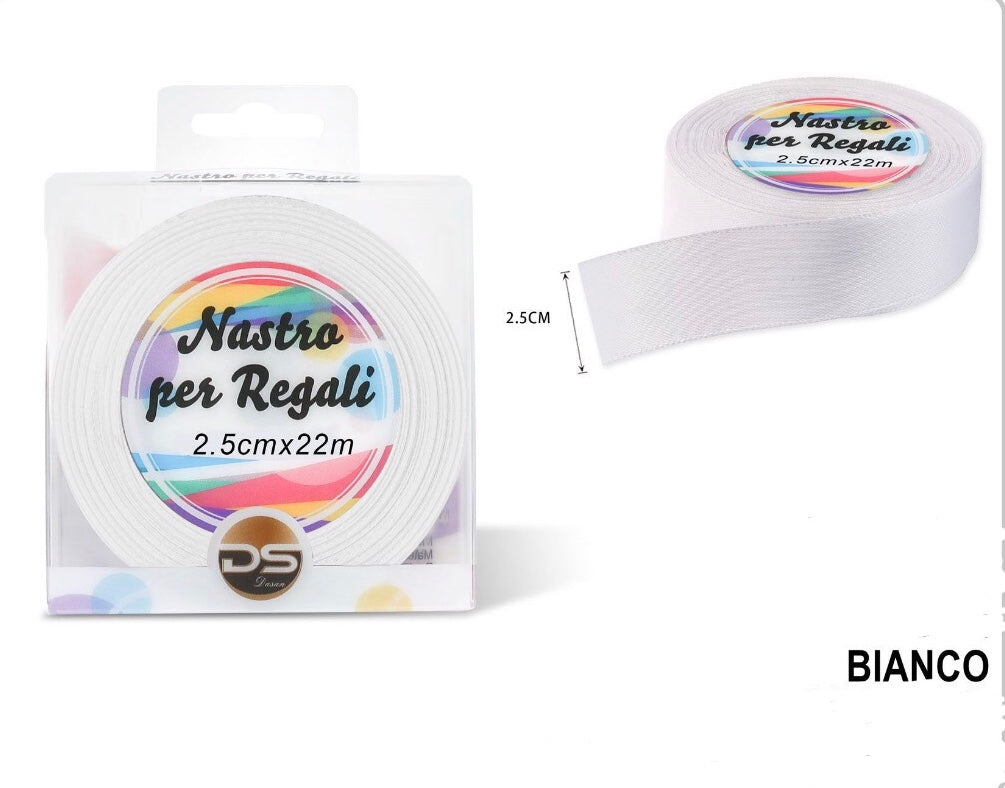 Nastro raso 2.5cm BIANCO
