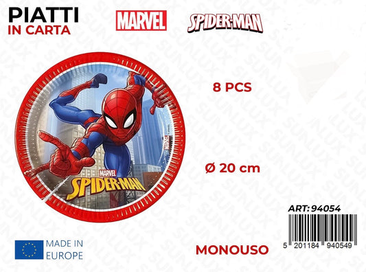 PIATTI in carta spiderman 8pz 20cm