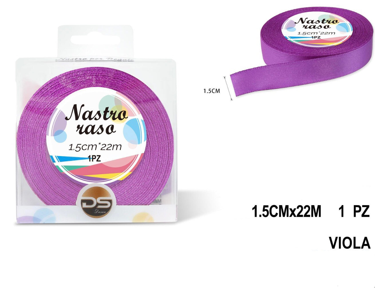 Nastro raso 1.5 cm VIOLA