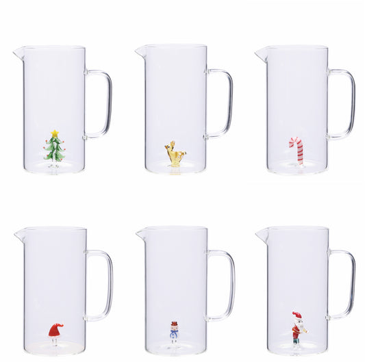NATALIZIA CARAFFA IN VETRO CON FIGURA 3D 16X10Xh20cm  1.2l