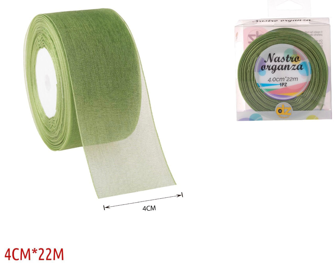 Nastro organza 4 cm VERDE PISTACCHIO