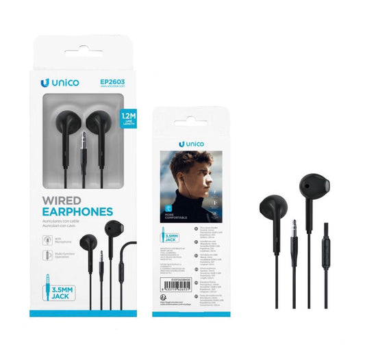 UNICO auricolare con cavo nero EP2603
