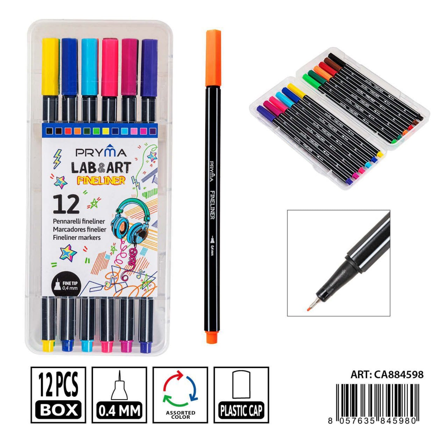 PRYMA pennarelli fineliner triangolare 0.4mm 12pz