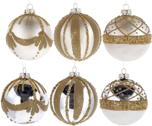 NATALIZIA pallina vetro oro perla D.8cm