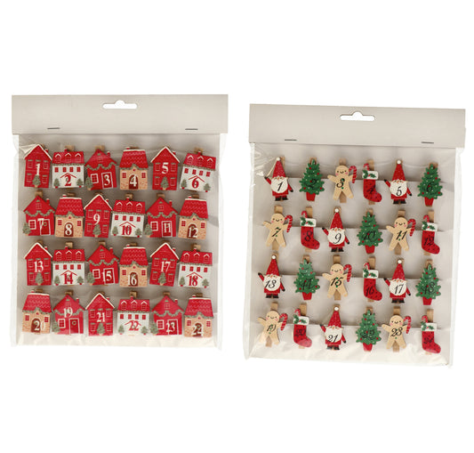 NATALIZIA decorazione set 24 mollette calendario