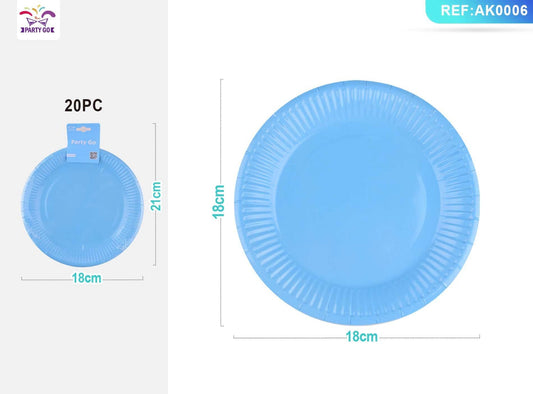 PIATTI di carta azzurro  18cm 20pz