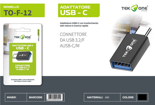 TEK ONE adattatore da  USB 3.2 F TYPE-C-M TO-F-12