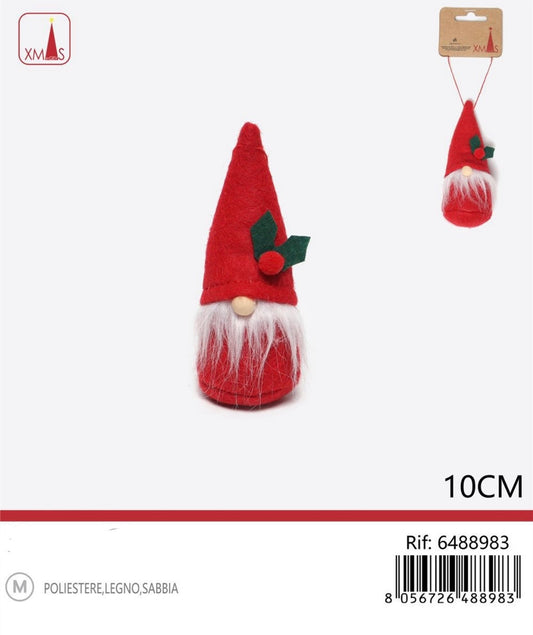 NATALIZIA pendente gnomo agrifoglio 10cm