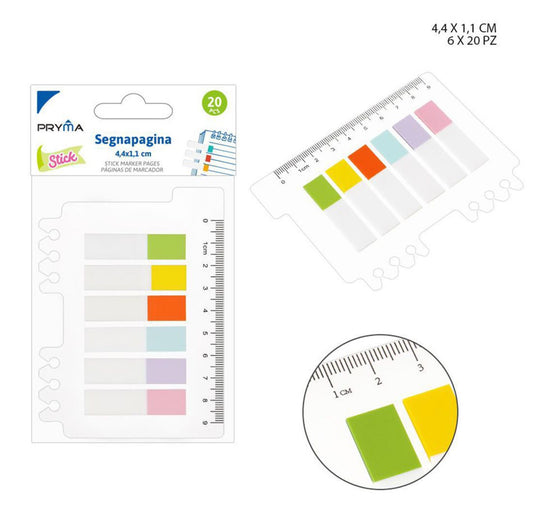 PRYMA stick segnapagina 4.4x1.1cm 6x20pz