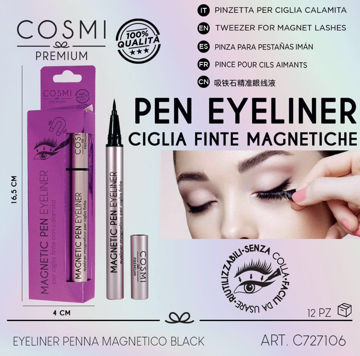 Cosmi premium Eyeliner penna magnetico nero