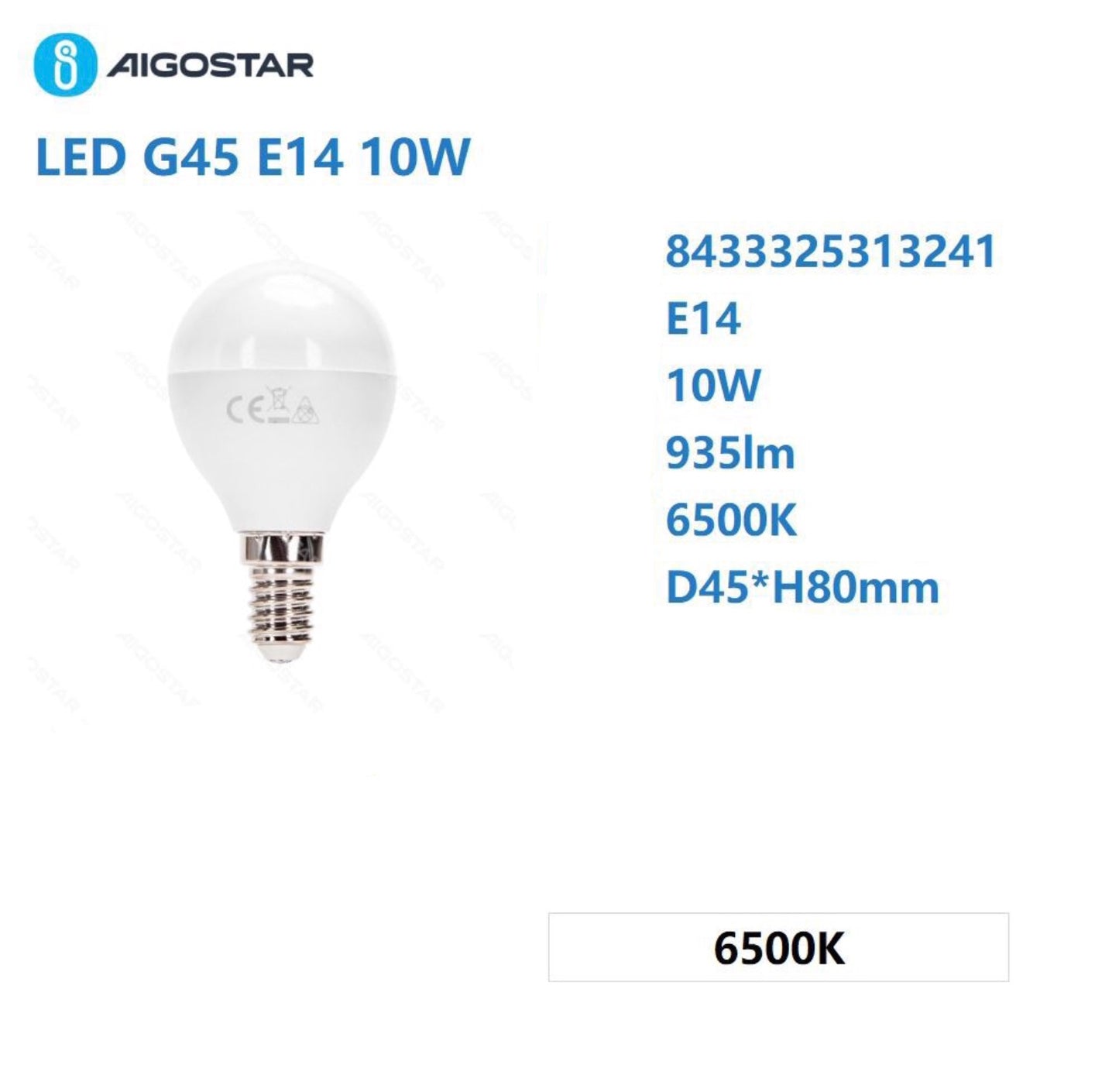 Led G45 E14 10w 6500k