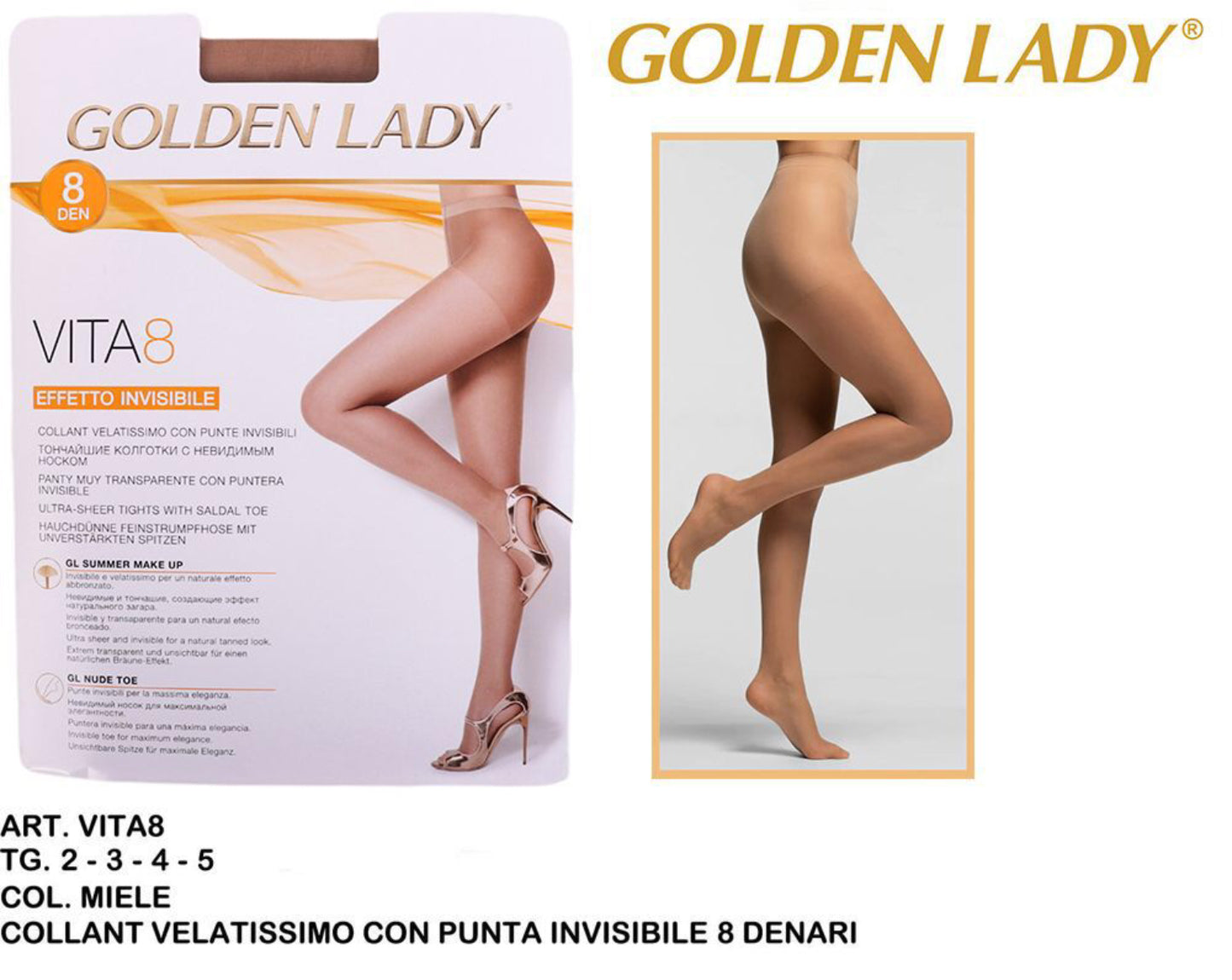 GOLDEN LADY  collant miele vita8