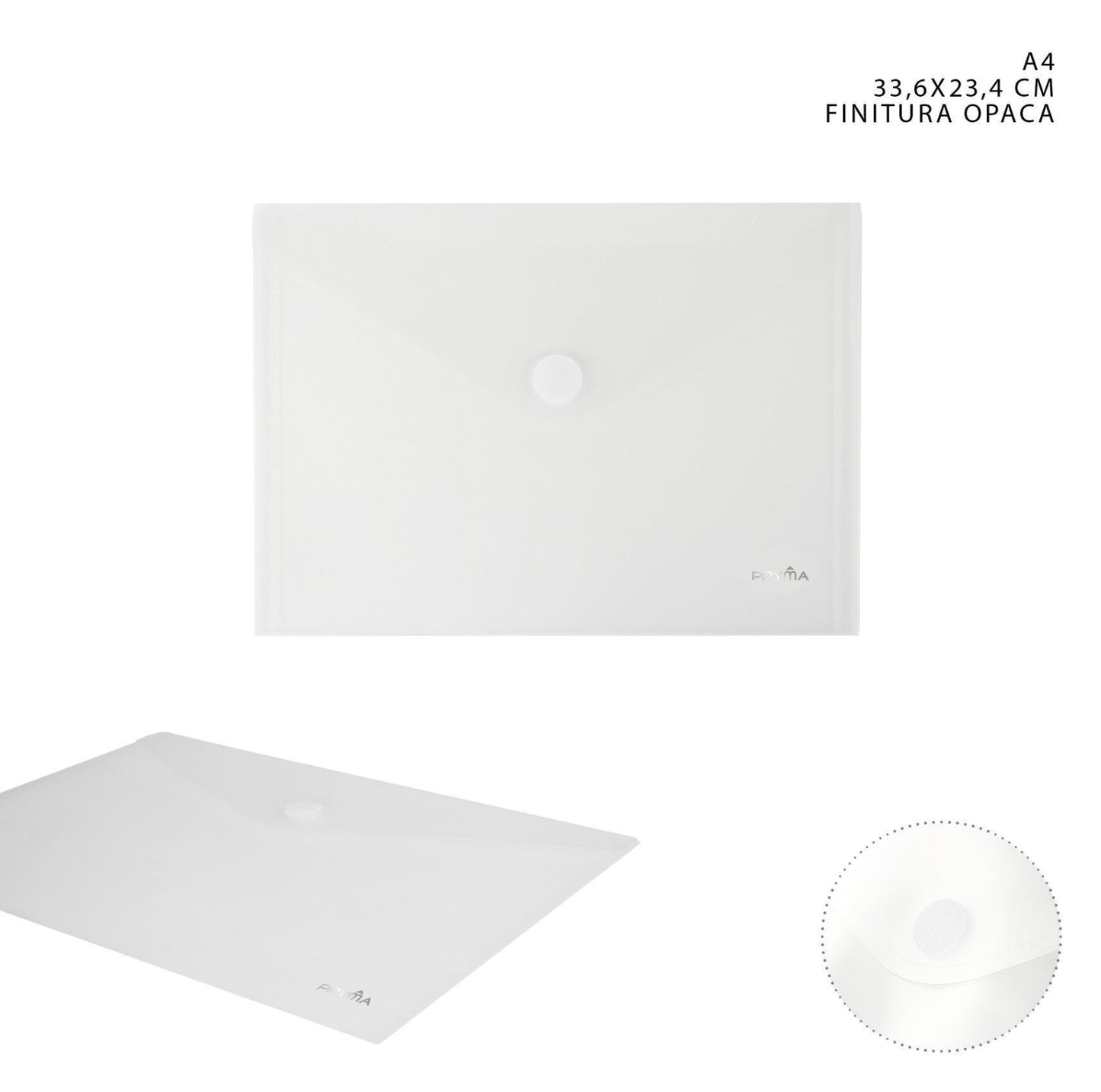 PRYMA busta con bottone velcro A4 336x234mm opaca