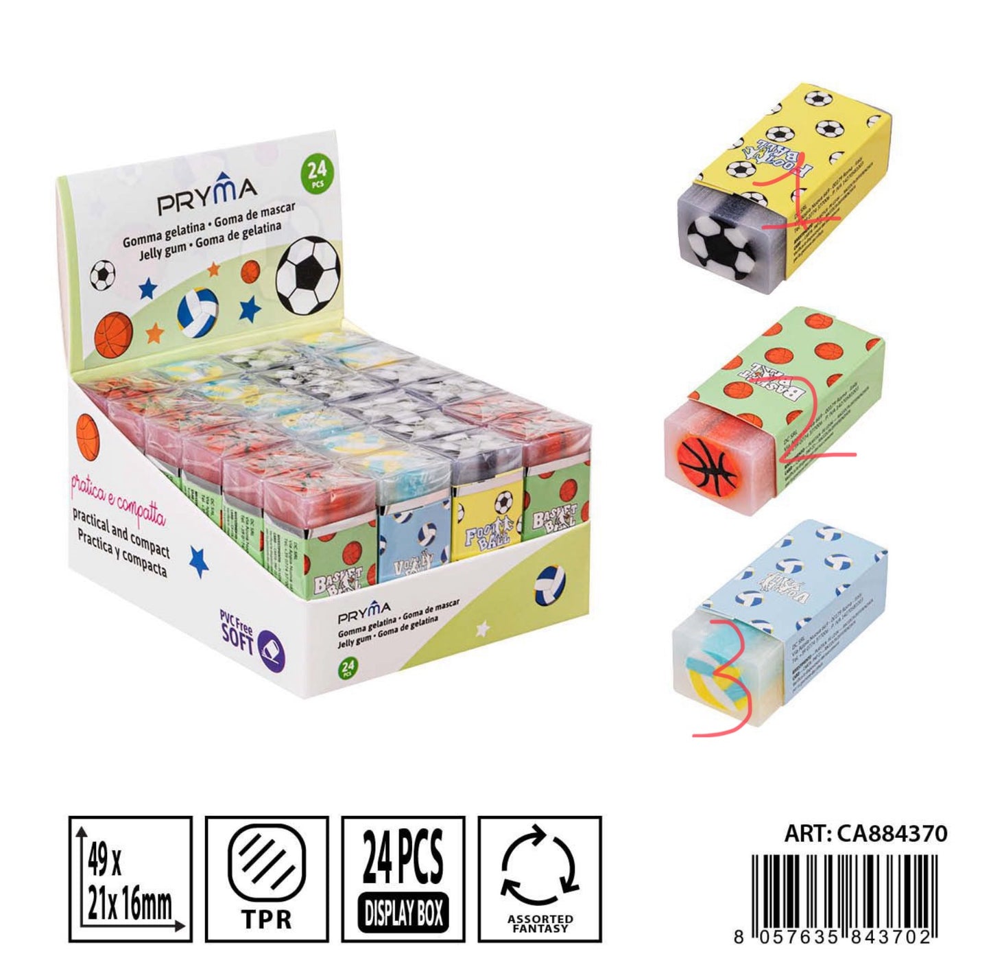 PRYMA gomma gelatina pallone 49x21x16mm