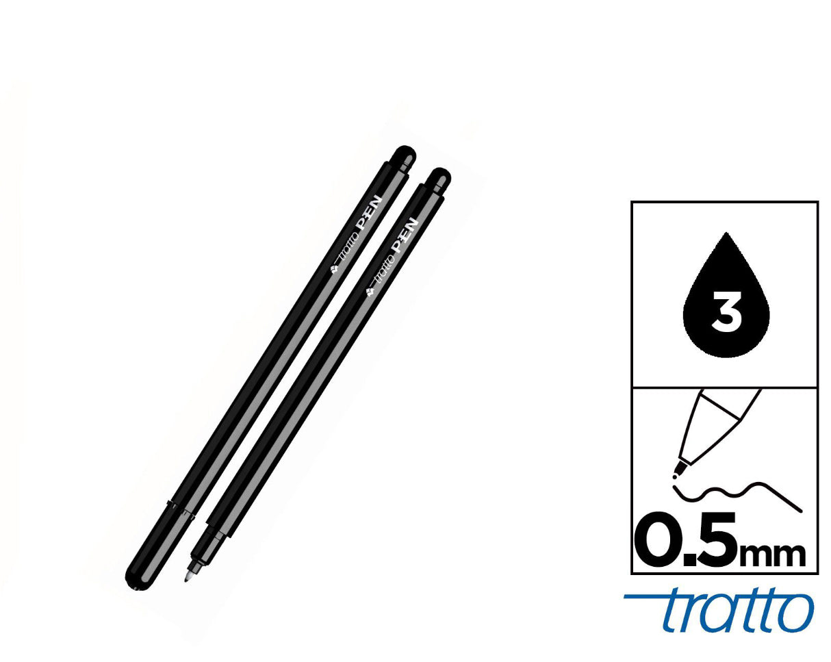 Tratto pen metal look nero 0,5mm 3