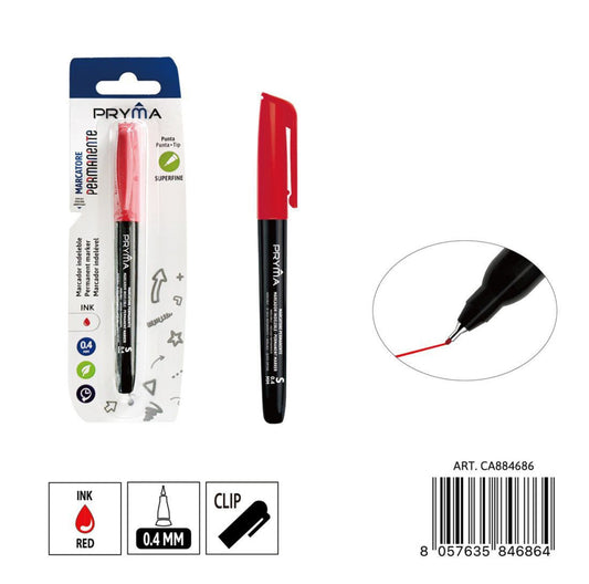 PRYMA marcatore permanente punta S 0.4mm rosso