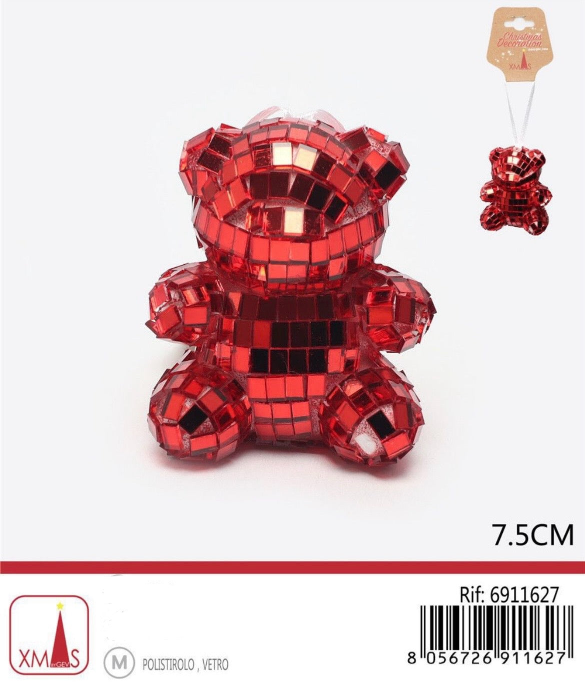 NATALIZIA pendente orsetto rosso 7.5cm