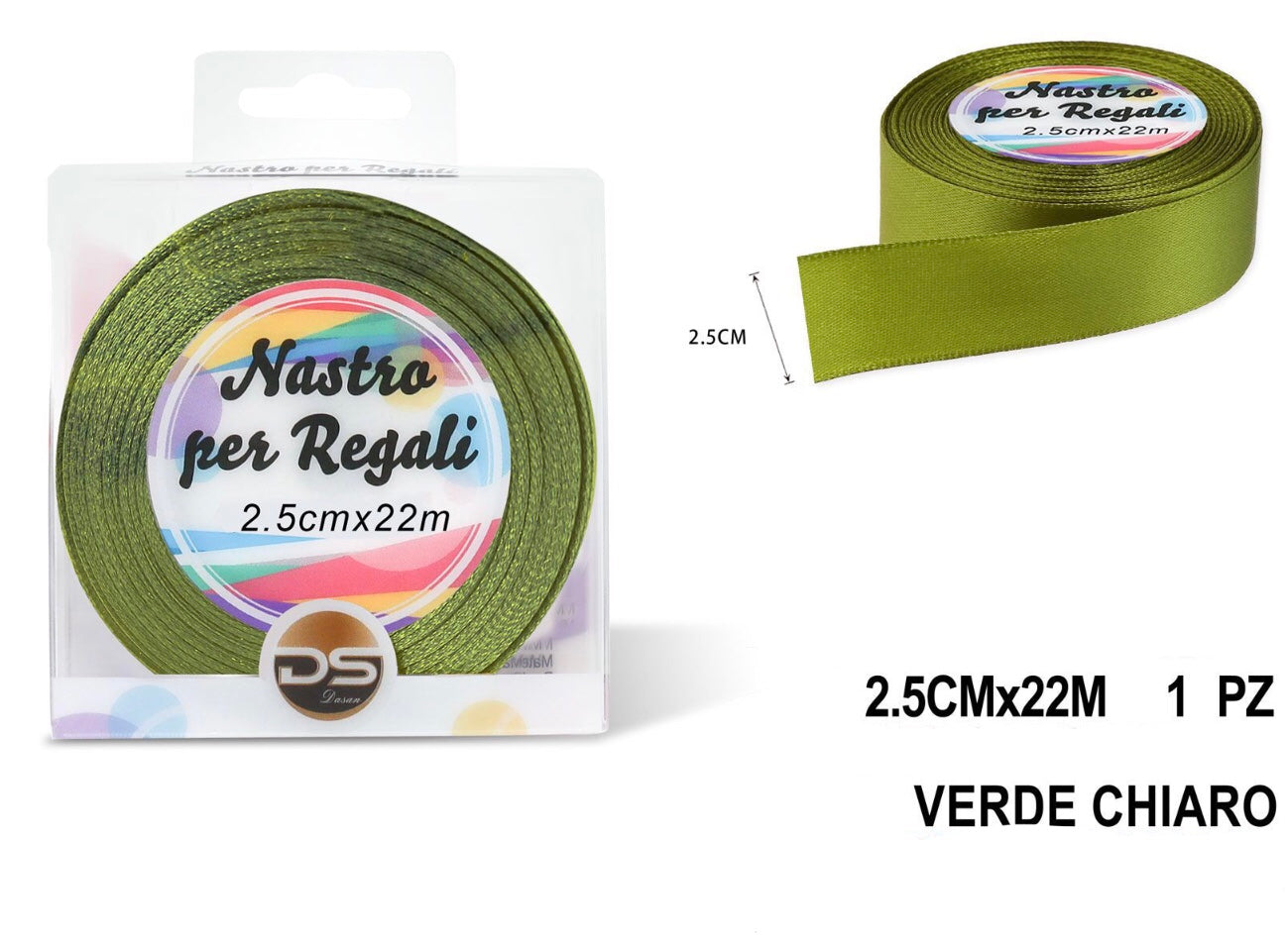 Nastro raso 2.5 cm VERDE CHIARO