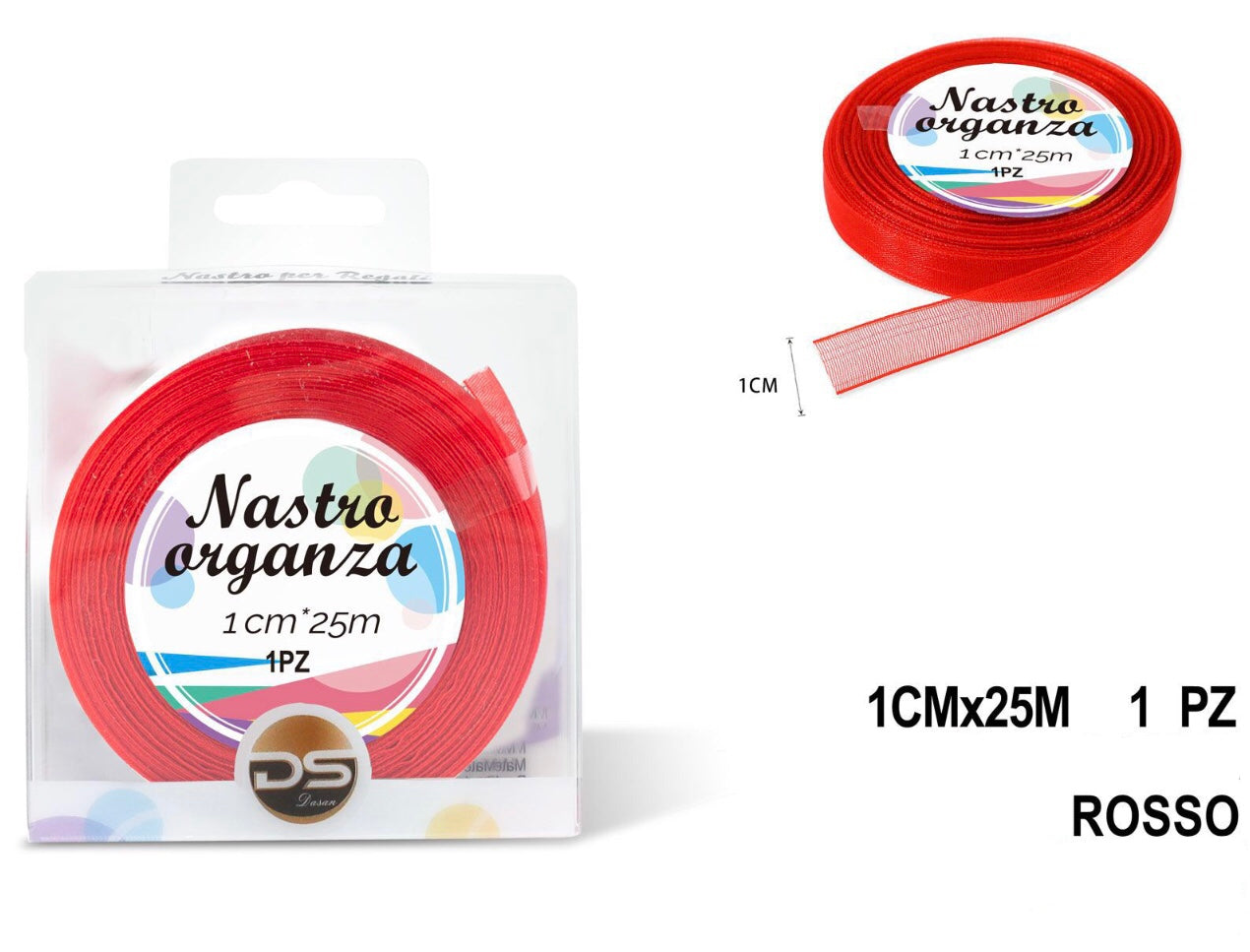 Nastro organza 1 cm ROSSO