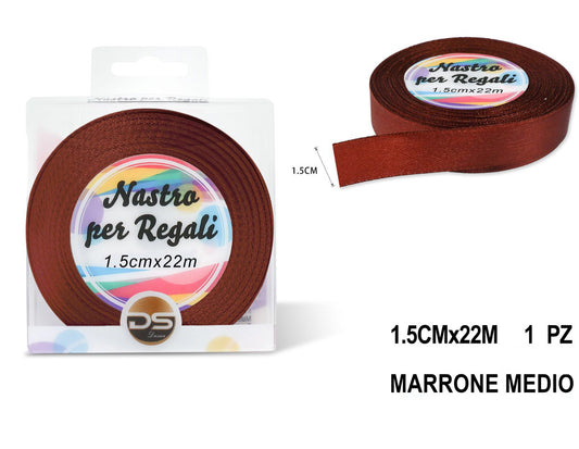 Nastro raso 1.5 cm MARRONE MEDIO