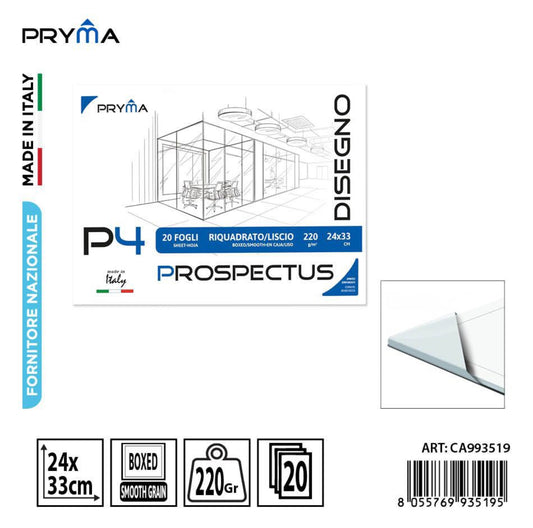 PRYMA blocco disegno P4 24x33cmm220g 20ff riquadrato/liscio