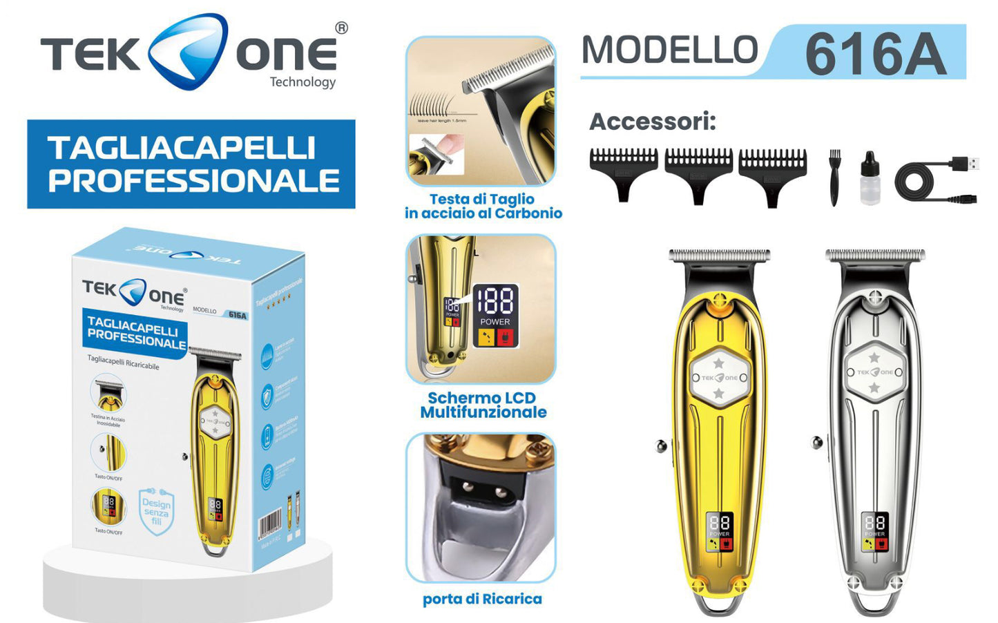 TEK ONE tagliacapelli professionale 616A