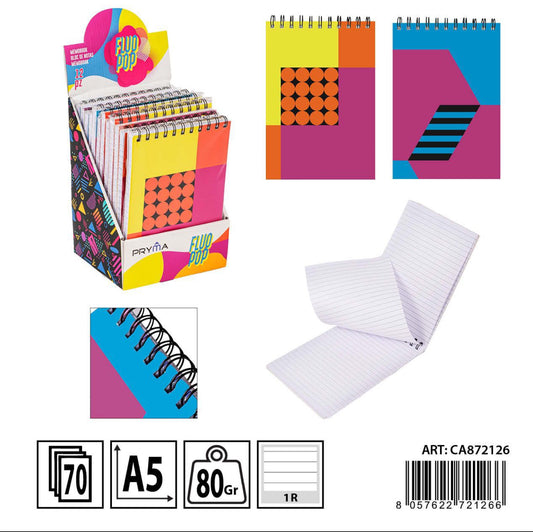 PRYMA fluopop quaderno anelli A5 70f 80g 1R