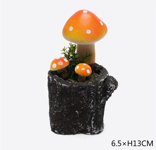 Halloween decorativi piantina funghi arancione  6,5x13cm