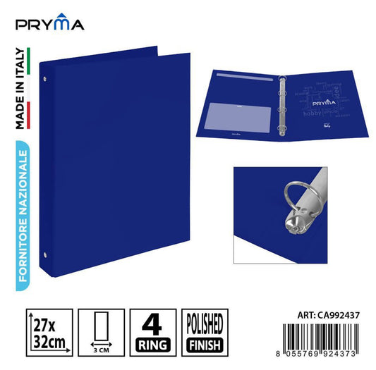 PRYMA raccoglitore 4anelli 27x32cm blu