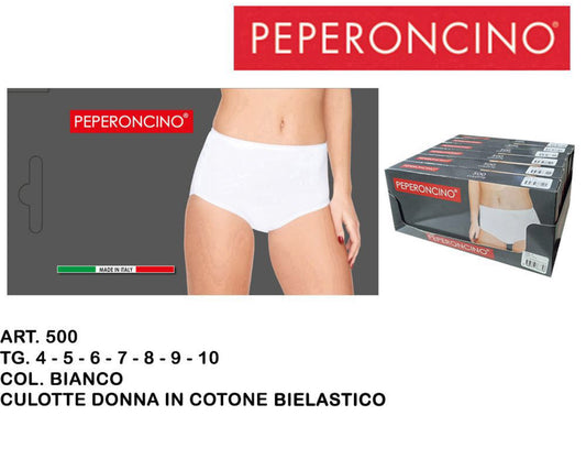 PEPERONCINO culotte cotone bielastico bianco Art.500