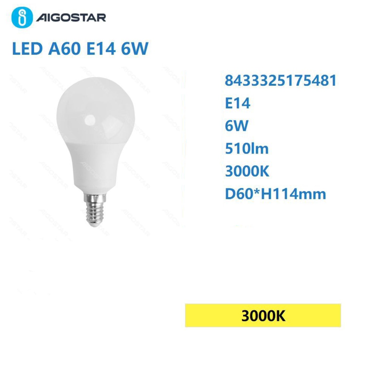 Led A69 E14 6w 3000k