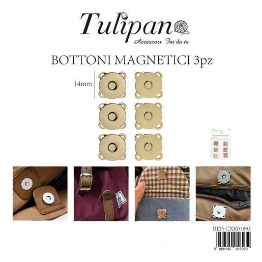 BOTTONI magentico 14mm 3pz