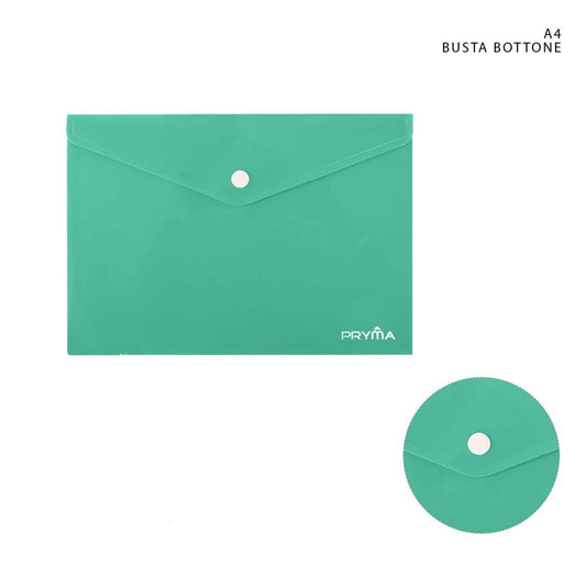 PRYMA busta con bottone A4 verde acqua