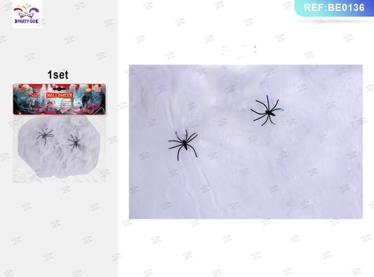 HALLOWEEN tela bianca di cotone 20g  2ragni