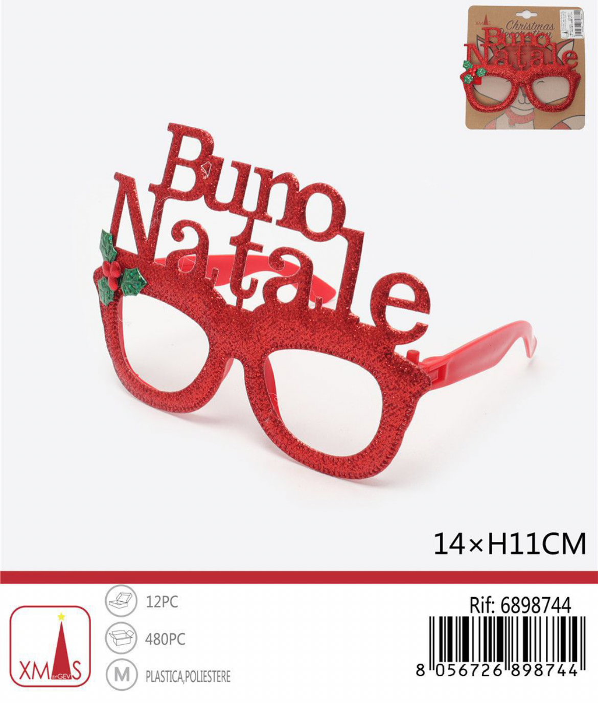 NATALIZIA occhiali  di natale 14x11cm