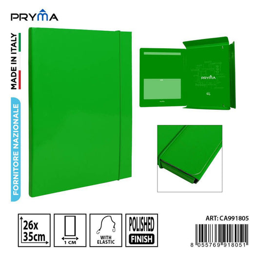 PRYMA  cartella 3L elastico D1 26x35cm verde