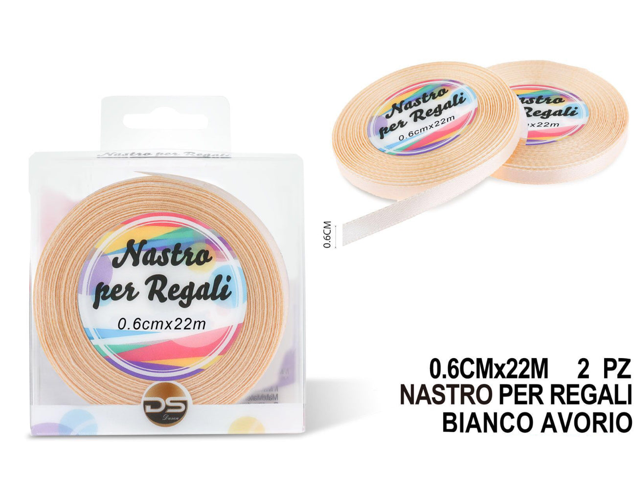 Nastro raso 0.6 cm BIANCO AVORIO