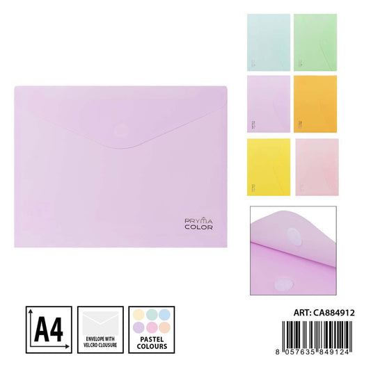PRYMA busta bottone velcro A4 23.5x33.5cm pastel
