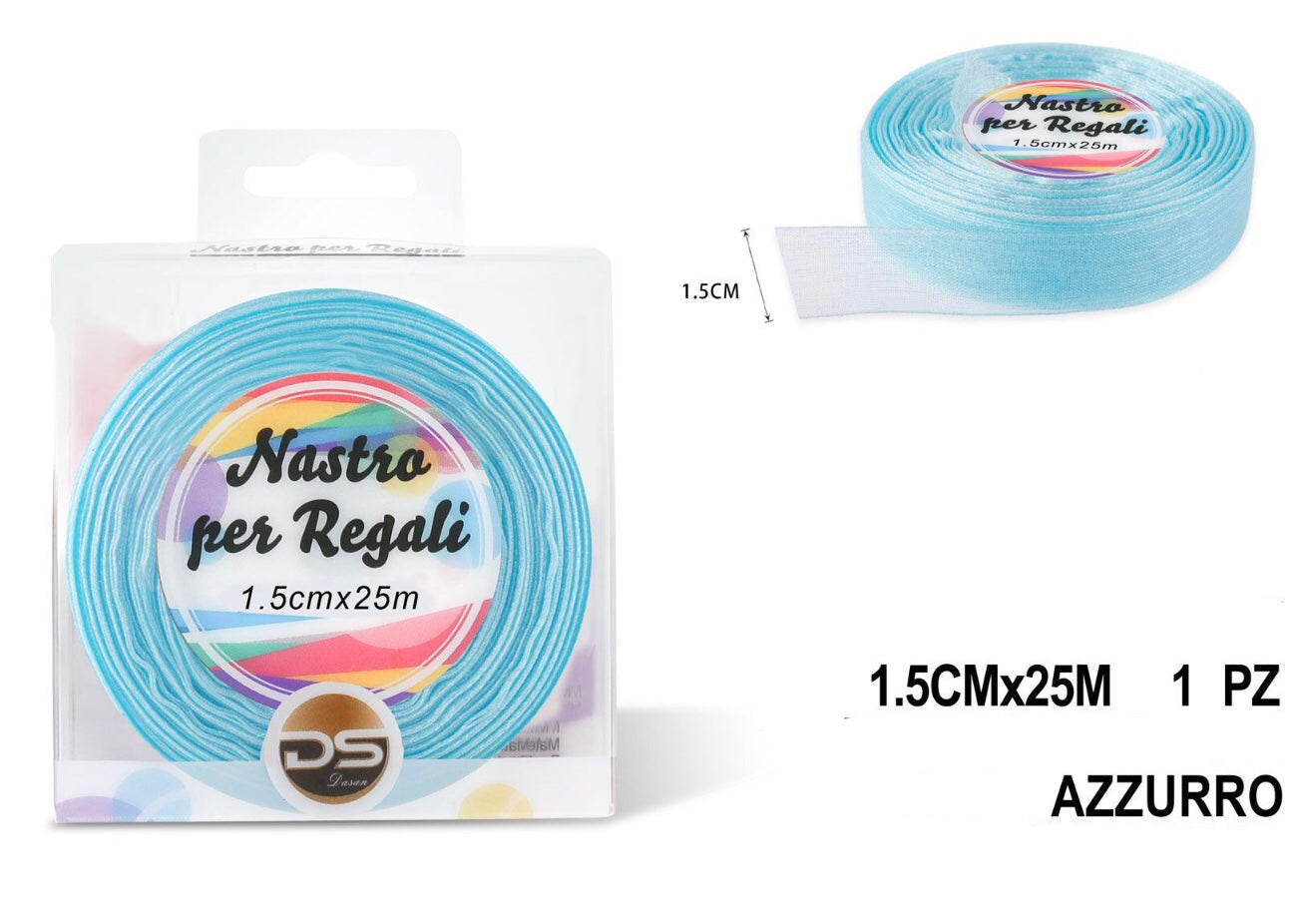 Nastro organza 1.5 cm AZZURRO