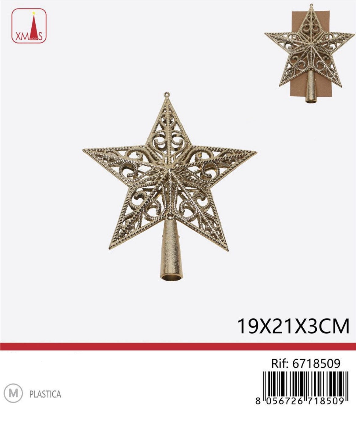 NATALIZIA puntale albero stella 19x21x13cm