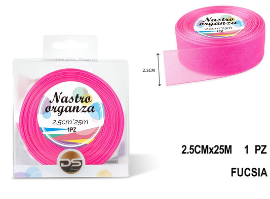 Nastro organza 2.5 cm ROSA CALDO