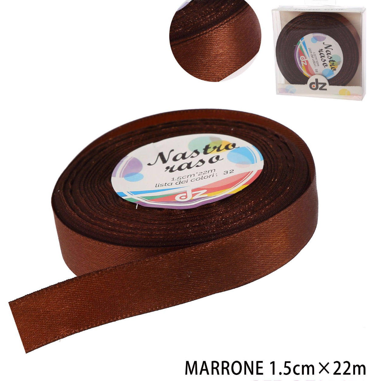 Nastro raso 1.5 cm MARRONE