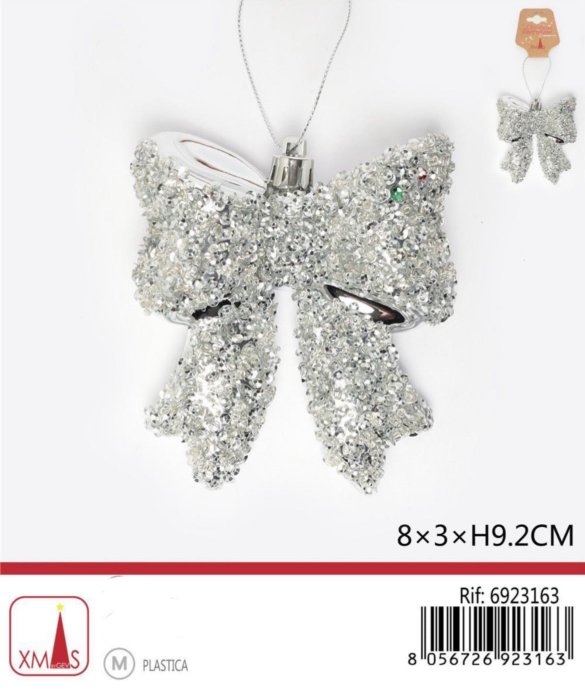 NATALIZIA pendente fiocco argento 8x3x9,2cm