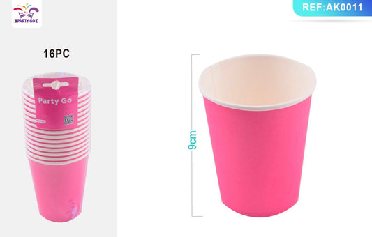 BICCHIERE di carta monocolore fucsia 9,5cm 16pz