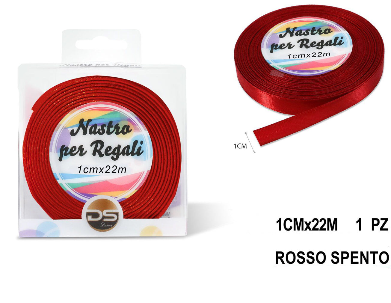 Nastro raso 1 cm ROSSO SPENTO