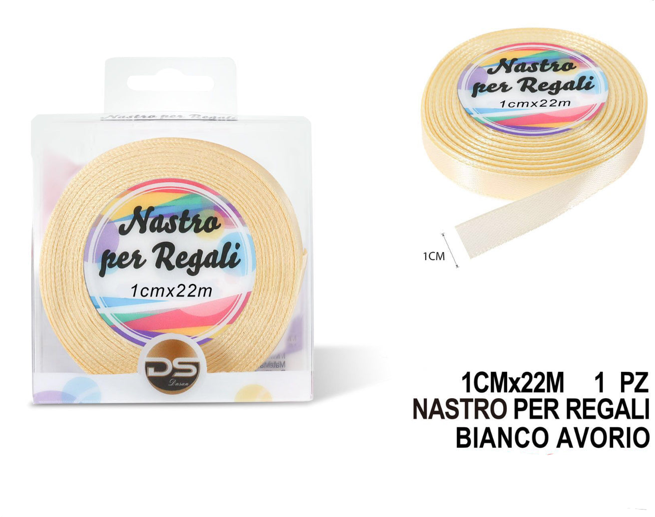 Nastro raso 1 cm BIANCO AVORIO