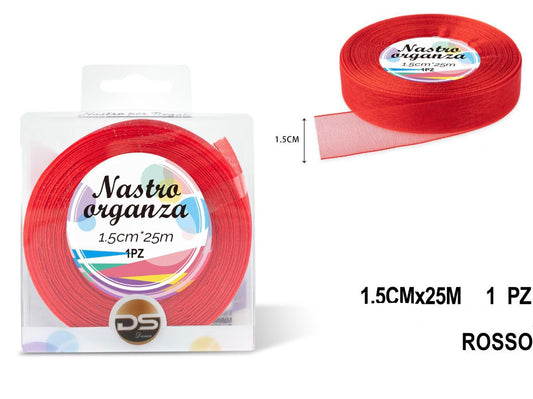 Nastro organza 1.5 cm ROSSO